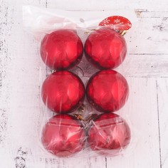 Ёлочные игрушки, шары новогодние , пластик, набор d-6 см, 6 шт Зимнее волшебство