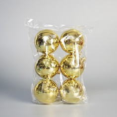 Ёлочные игрушки, шары новогодние, пластик, d-8 см, 6 шт Зимнее волшебство