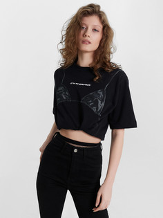 Футболка женская черная с принтом и надписью Mark Formelle