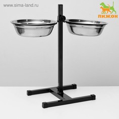 Подставка с мисками, 2 х 2 л, высота 50 см, разборная, черная Пижон