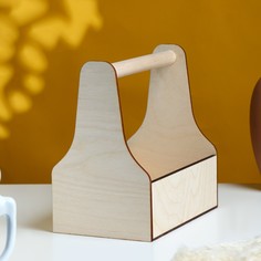 Кашпо деревянное 20×12.5×20 см стелла моно, с ручкой, натуральный дарим красиво