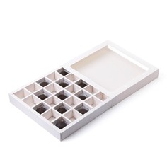 Коробка для 25 конфет, белая, 22×22×3.5 см. кондитерская упаковка Upak Land