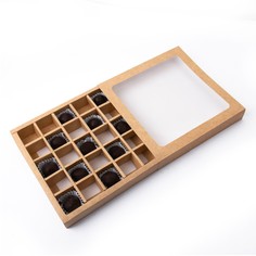 Коробка для 25 конфет, крафт, 22×22×3.5 см. кондитерская упаковка Upak Land
