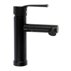Смеситель для раковины zein z3693, однорычажный, поворотный излив высотой 9 см, черный