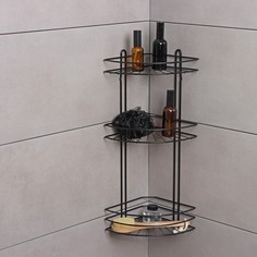 Полка угловая для ванной 3-ярусная native, 175×175×562 мм, черная матовая No Brand