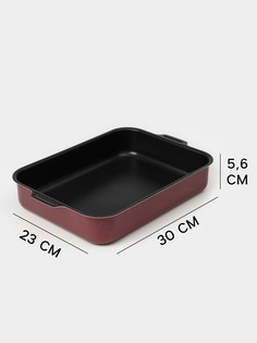Противень доляна promo, 23×30 см, антипригарное покрытие, бордовый