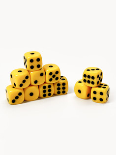 Кости игральные, 1.4 х 1.4 см, набор 50 шт, желтые No Brand