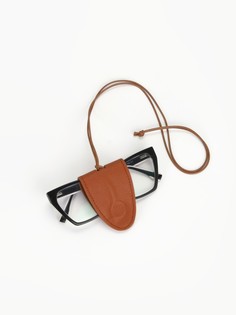 Держатель для очков на шею, шнурок 88 см, 4.5×7 см, коричневый No Brand