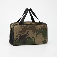 Косметичка на молнии, цвет камуфляж/коричневый No Brand