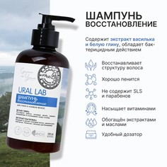 Шампунь для волос с белой глиной и экстрактом василька, восстановление, 300 мл, eco lab by ural lab