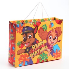 Пакет подарочный крафт happy birthday, 40×31×11.5 см, щенячий патруль PAW Patrol