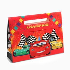 Пакет подарочный-коробка champion, подарочная упаковка, 40×30×12 см, тачки Disney