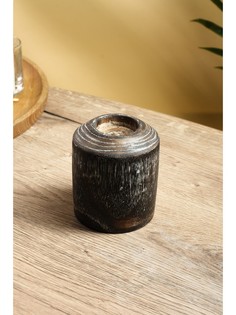 Подсвечник из дерева джати, d 3 см, 8х8х10 см, цв. темно-коричневый No Brand