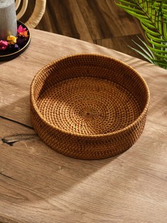 Корзина плетеная ротанг, 25х25х7 см No Brand