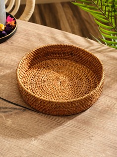 Корзина плетеная ротанг, 20х20х6 см No Brand