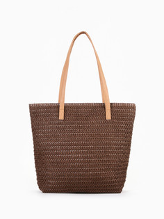 Сумка пляжная одноцвет, 47*14*35, отд на молнии, подкладка, коричневый No Brand