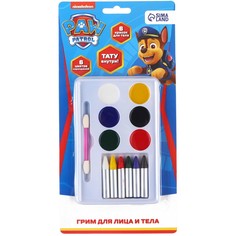 Грим для лица и тела, карандаши 6 цветов, блестки, аппликатор, тату PAW Patrol
