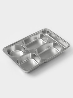 Поднос, 5 секций, 32×22×4 см, нержавеющая сталь, серебристый No Brand