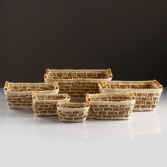Набор корзин, 6 шт, 35×24×13, 30×21×12, 26×18×11, 22×15×11, 18×12×9, 13×10×7,5 см, ротанг No Brand