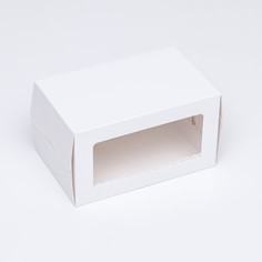 Коробка под рулет с окном, белая 16.5×11×10 см. кондитерская упаковка Upak Land