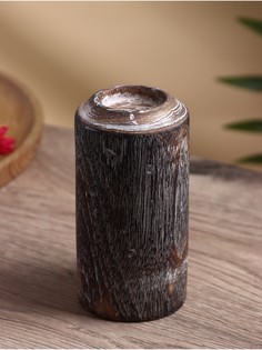 Подсвечник из дерева джати, d 3 см, 8х8х20 см, цв. темно-коричневый No Brand
