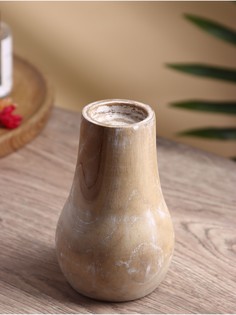 Подсвечник из дерева джати, d 4 см, 9х9х15 см, цв. коричневый No Brand