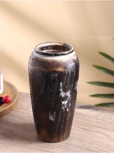 Подсвечник из дерева джати, d 7 см, 12х12х23 см, цв. темно-коричневый No Brand