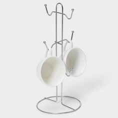 Подставка для кружек на 6 предметов доляна, 13,5×13,5×30 см, цвет серый