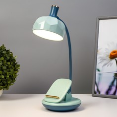 Настольная лампа эдельс led 3 вт 3000-6000к usb акб лазурный 12.5×12.5×39.5 см risalux