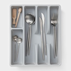 Лоток для столовых приборов, 5 отделений, 25,5×30,7×4,6 см, цвет серый No Brand