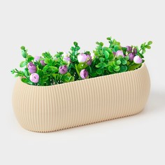 Кашпо для цветов с поддоном rasfill, 1,3 л, 20,5×8,5×7 см, овальное, бежевое No Brand