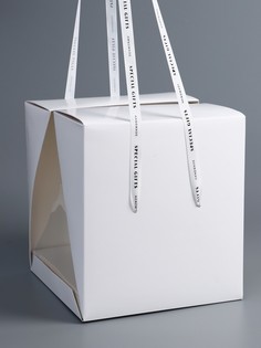 Коробка под бенто-торт с ленточками, белая, 25×25×27 см Upak Land
