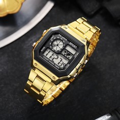 Часы наручные электронные мужские, d-4.1 см, золото No Brand