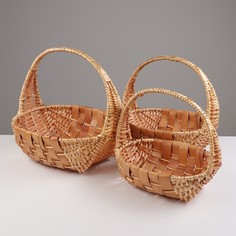 Набор корзин, 3 шт, 41x32x15/36 см, 36x29x14/36 см, 31x25x13/28 см, лоза No Brand