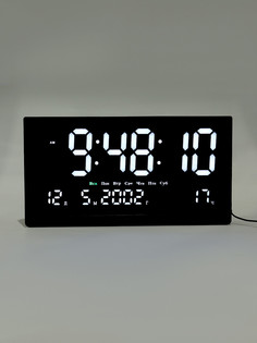 Часы электронные настенные, календарь и термометр, 47.5 х 25.3 см, белые цифры 10.8 х 5.3 см 10766 No Brand