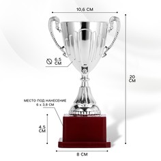 Кубок 045, наградная фигура, серебро, подставка пластик, 20 х 10,6 х 8 см. Командор