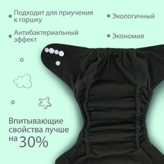 Многоразовый подгузник крошка я, 3-15 кг, угольно-бамбуковая ткань, голубой