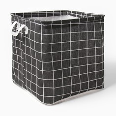 Текстильная корзина доляна клетка черная, 32*32*32 см