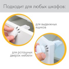 Набор блокираторов на магните для выдвижных ящиков крошка я, 2 шт., белый