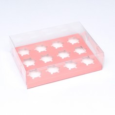 Коробка для 12 капкейков, кондитерская упаковка, розовый 34.7 × 26.3 × 10 см Upak Land