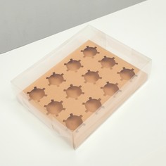 Коробка на 12 капкейков, крафт, кондитерская упаковка, 34.7 × 26.3 × 10 см Upak Land