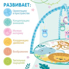 Музыкальный развивающий коврик с пианино, русская озвучка, свет, цвет голубой Zabiaka