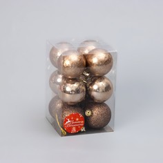 Ёлочные игрушки, шары новогодние , пластик, набор d-6 см, 12 шт Зимнее волшебство