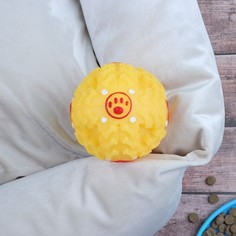 Квакающий мяч для собак большой, жесткий, 9,5 см, желтый Пижон
