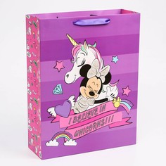 Пакет подарочный, 31х40х11.5 см, упаковка, минни маус и единорог Disney