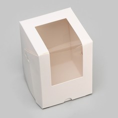 Коробка для 1 капкейк с окном, белая, 12,5 х 9,5 х 9,5 см Upak Land