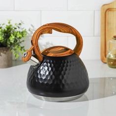 Чайник со свистком из нержавеющей стали magistro heat, 3 л, трс, индукция, ручка soft-touch, цвет черный