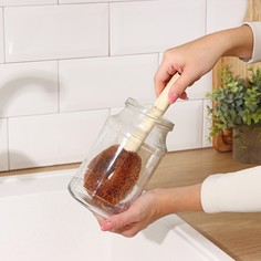 Щетка для чистки посуды доляна, 8×4,5×23 см, щетина кокос, деревянная ручка