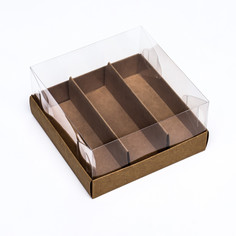 Кондитерская коробка складная под 3 эклера, крафт, 13.5×13.5×7 см Upak Land
