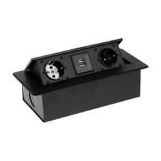 Розетка выдвижная luazon lighting, 16 а, двухместная, в стол, 2xusb, 2.1 a, черная